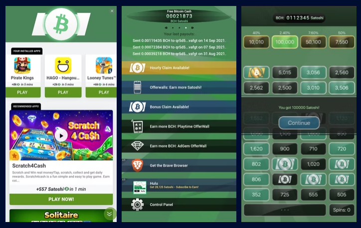 Free Bitcoin Cash App dashboard showing rewards and balance
